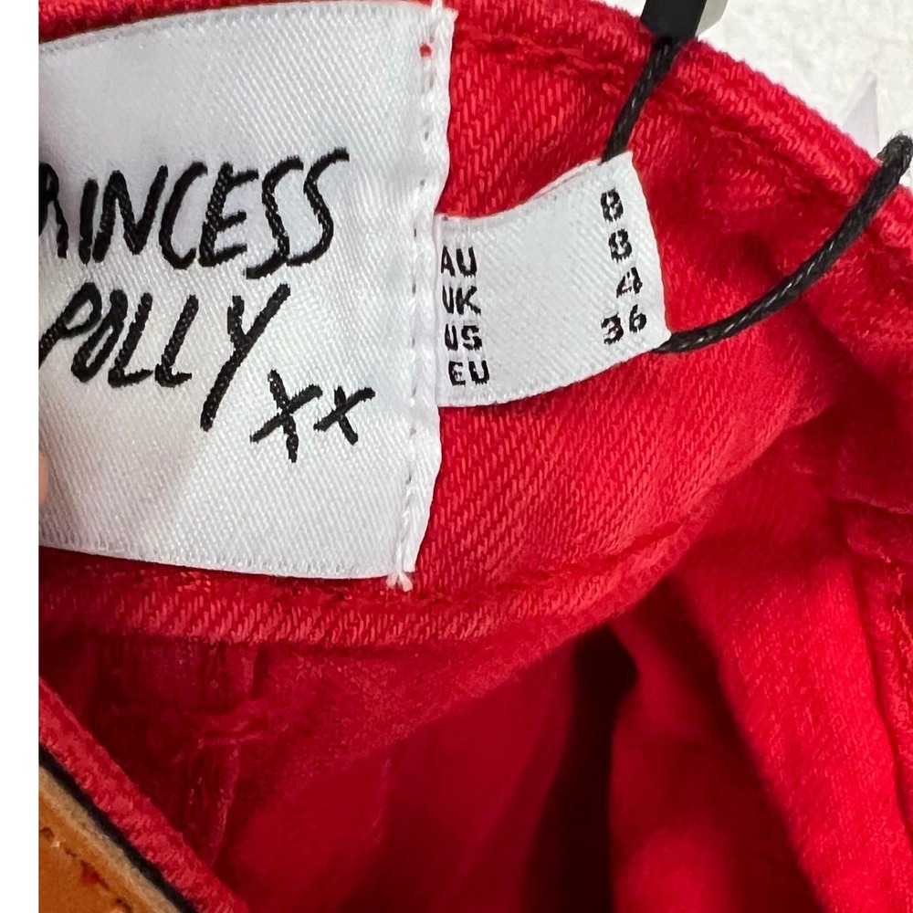 Princess Polly NWT Denver Denim Jeans Red High Rise Wide Leg US - Picture 13 of 14